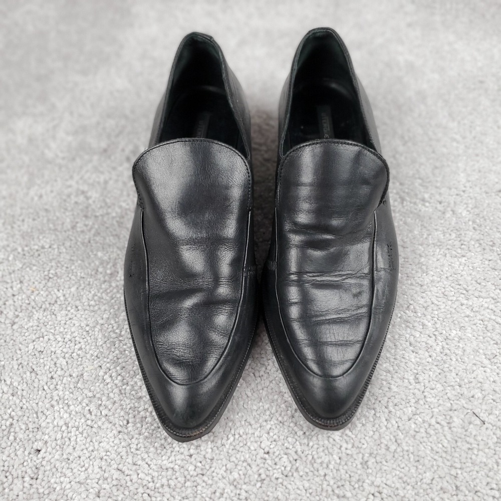 Uterque Loafers Women  Eu 39 US 7 Black Leather Pointed Toe Casual Slip-on Shoes